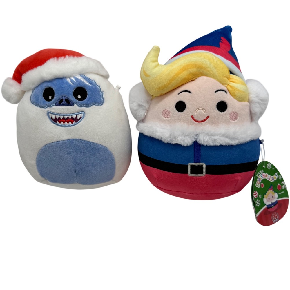 Squishmallows Rudolph Red-Nosed Reindeer Bumble & Hermey Plush Set 8 inch 2024